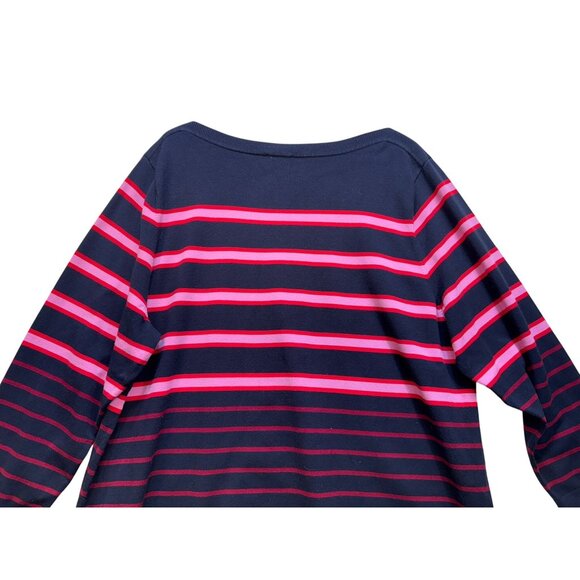 Talbots Woman Striped Knit Sweater 3X Navy & Red Mature - Picture 10 of 10